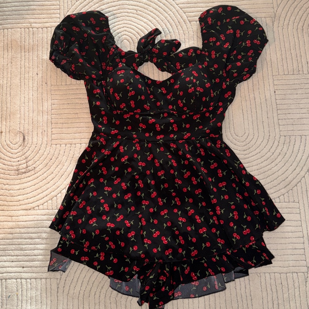 Black Cherry Print Romper - Picture 2 of 6